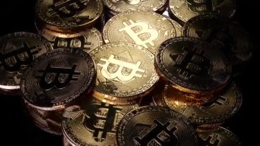 Makro closeup kripto Döviz Alım Bitcoin iplik sikke 