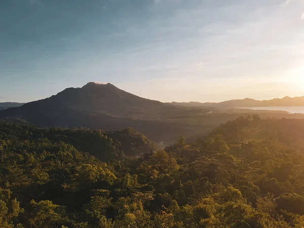 Vulcano Batur Durante Bella Alba Bali Indonesia — Foto Stock