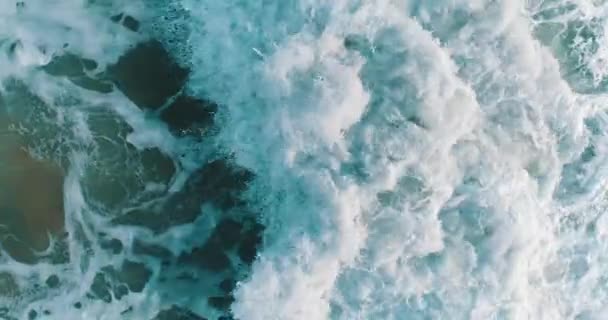 Aerial Drone View Sea Waves Tropical Island Coastline — Stock Video