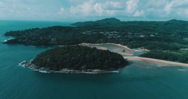 Vista Aérea Bela Praia Tropical Layan Bangtao Phuket Drone Aéreo — Vídeo de Stock