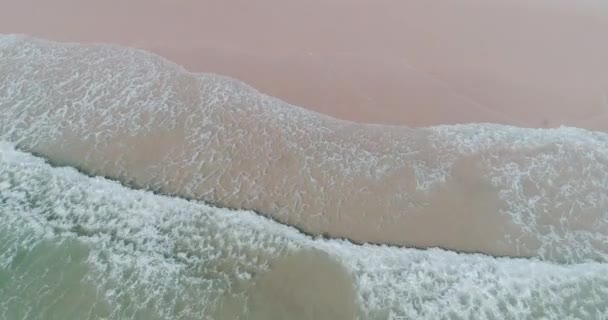 Вид Повітря Красиві Морські Хвилі Біля Пляжу Вид Повітря Морські — стокове відео