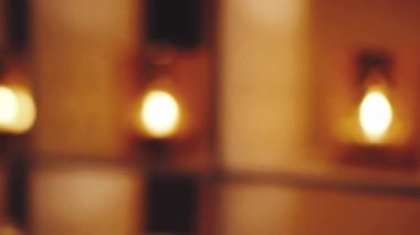 Bokeh mum ışıkları arka plan parti etkinliğinde duvar.
