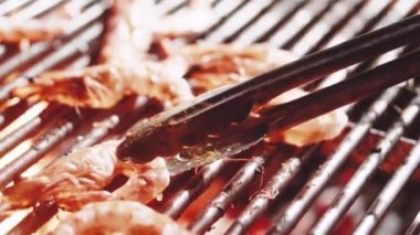 Barbekü soba portre tatlı su karides ızgara