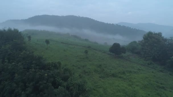 Vista Aérea Drone Chiang Rai Bela Paisagem Campos Montanha Durante — Vídeo de Stock