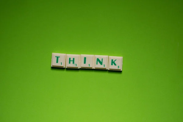 Created Word Think Letters Green Screen Background — Stock Photo, Image