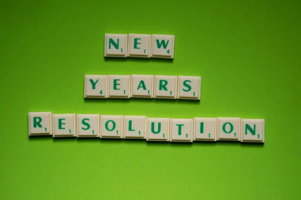 Created Words New Years Resolution Letters Green Screen Background — Stock Photo, Image