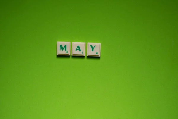 Created Word May Letters Green Screen Background — Stock Photo, Image