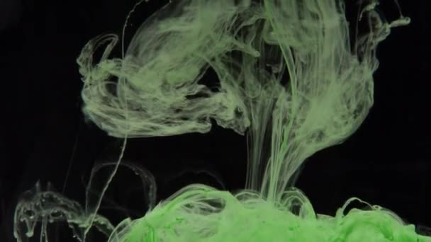 Closeup Tinta Verde Sendo Derramado Água Sobre Fundo Preto Vídeo — Vídeo de Stock