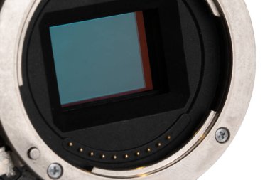Dijital fotoğraf makinesi tam kare sensör ve lens dağ closeup 