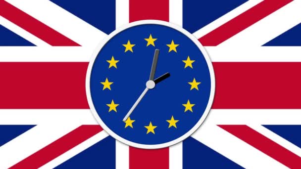 Relógio Animado Contar Brexit Conceito Referendo Com Bandeiras Relógio — Vídeo de Stock