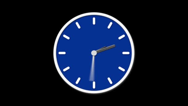 Animated Clock Face Counting Digital Animation Blue Clock Ticking Black — Stock Video