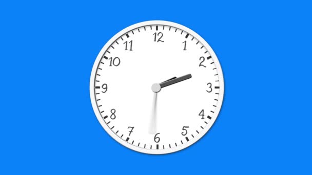Relógio Animado Contar Animação Digital Relógio Branco Ticking Fundo Azul — Vídeo de Stock