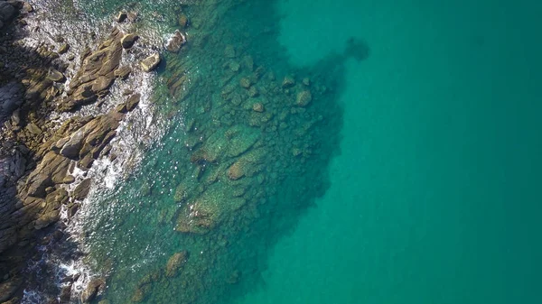 Bovenaanzicht Van Het Luchtfoto Drone Van Transparante Ondiep Water Zee — Stockfoto