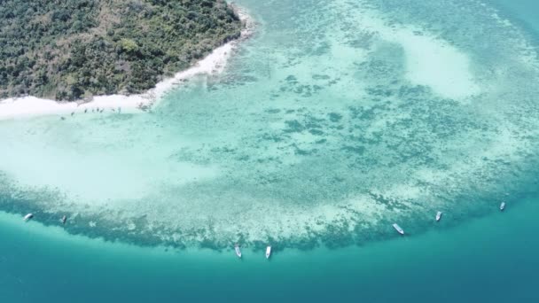 Luchtfoto Drone Uitzicht Prachtige Tropische Bamboe Eiland Wit Strand Met — Stockvideo