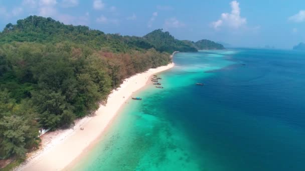 Aerial Drone Pemandangan Indah Tropis Koh Kradan Pulau Surga Thailand — Stok Video