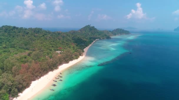 Vista Aérea Drone Bela Ilha Paradisíaca Tropical Koh Kradan Tailândia — Vídeo de Stock