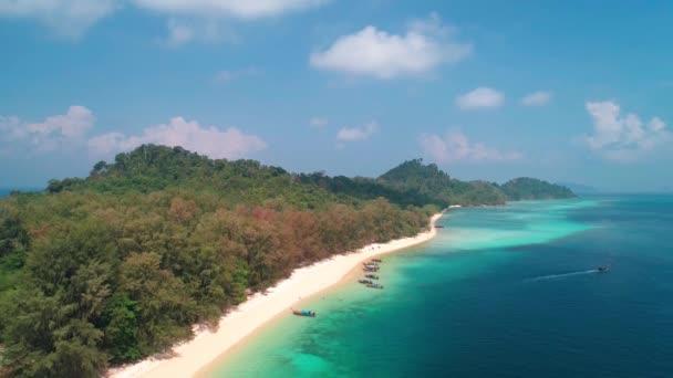 Vista Aérea Drone Bela Ilha Paradisíaca Tropical Koh Kradan Tailândia — Vídeo de Stock