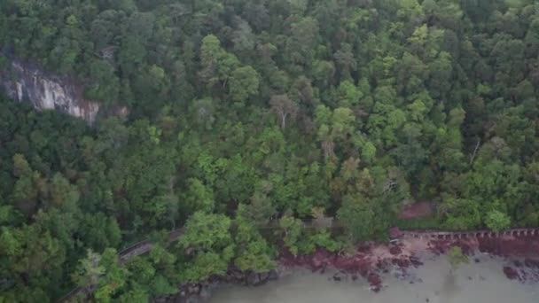 Vista Aérea Del Parque Nacional Phetra Durante Mañana Nublada Satun — Vídeo de stock