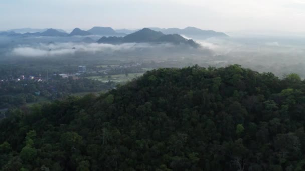 Vedere Aeriană Unui Mic Sat Pakbara Timpul Dimineții Tulbure Thailanda — Videoclip de stoc