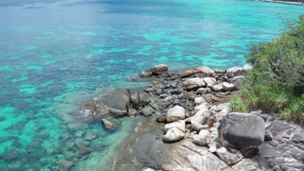 Drone Aéreo Ver Parte Paraíso Rochoso Koh Kra Ilha Com — Vídeo de Stock