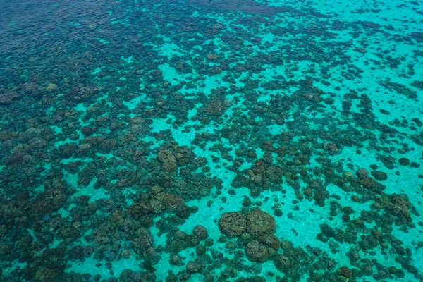 Aerial Drone Topputsikt Över Den Kristallklara Lagunen Havet Vattenytan Med — Stockfoto