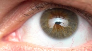 Görünür iris detayları ile erkek yanıp sönen göz Closeup - yavaş çekimde video