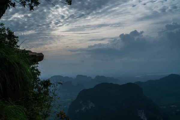 Aerial Drone View Beautiful Landscape Mountains Valley Morning Cloudy Sky — Stock Photo, Image