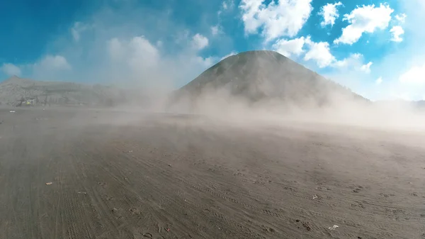 Panorama Cinematografico Del Bellissimo Vulcano Monte Bromo Con Deserto Giava — Foto Stock