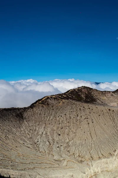 Vista Aérea Das Belas Bordas Cratera Vulcão Ijen Java Indonésia — Fotografia de Stock