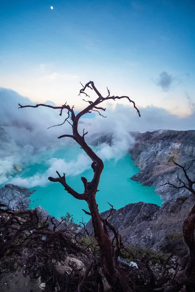 Veduta Aerea Del Bellissimo Vulcano Ijen Con Lago Acido Gas — Foto Stock