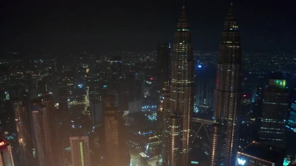 Vista Grattacielo Kuala Lumpur Skyline Città Notte — Video Stock