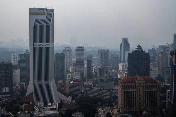 Aerial Drone Top View Kuala Lumpur City Traffic Buildings Malaysia — Stock Photo, Image