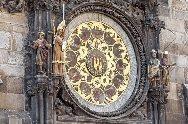捷克布拉格中世纪天文钟特写 — 图库照片