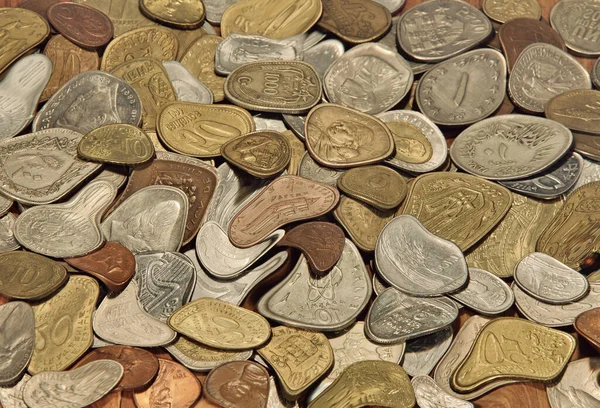 Monedas Forma Transformada Líquida Adecuadas Como Fondo Abstracto Estilizado —  Fotos de Stock