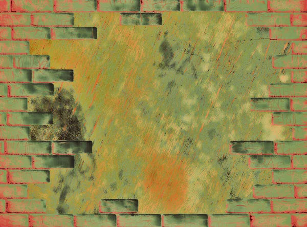 Grunge Abstrakt Bakgrund Med Tegelvägg Form Och Tomt Utrymme Inuti — Stockfoto
