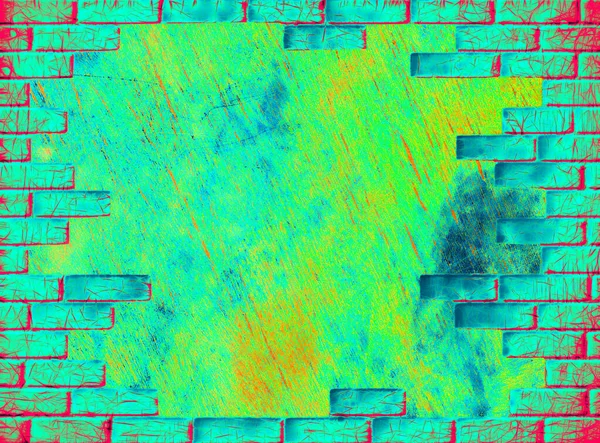 Abstrakter Holzhintergrund Mit Gelbem Backsteinrahmen Digital Erzeugtes Bild — Stockfoto