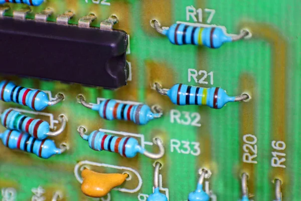 Circuit Board Electronic Components Taken Closeup — Stock Photo, Image