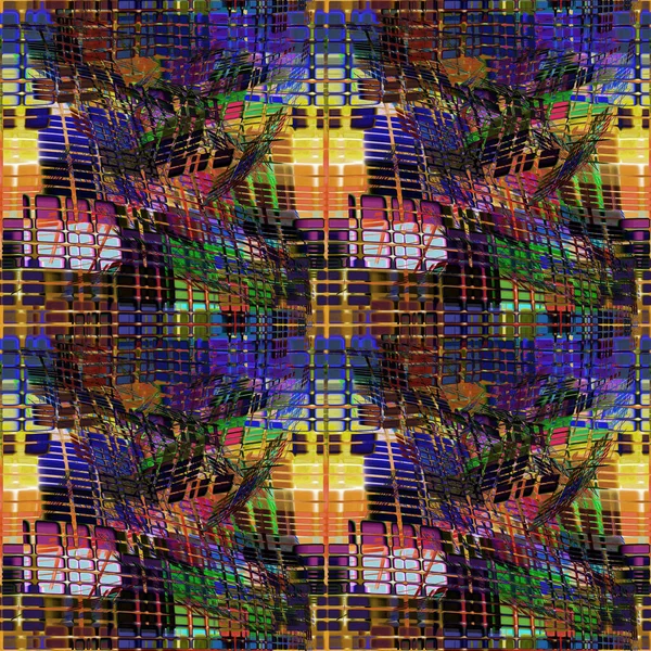 Veelkleurig Geruite Patroon Als Abstracte Achtergrond Digitaal Gegenereerde Afbeelding — Stockfoto