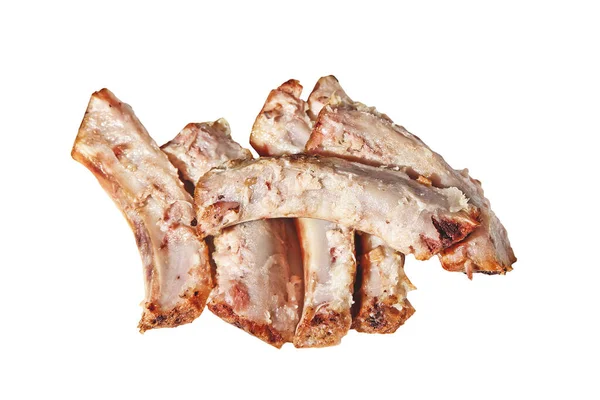 Armutskonzept Haufen Gepflückter Schweinerippchen Knochen Isoliert Auf Weißem Hintergrund — Stockfoto