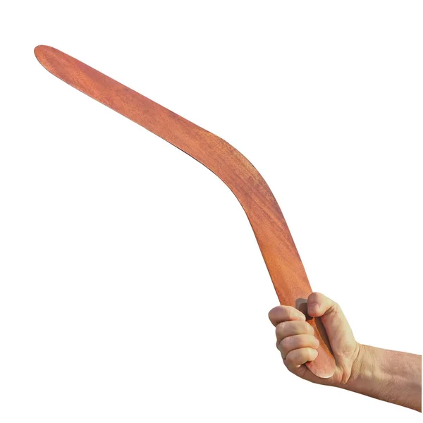 Boomerang Men Arm Taken Closeup Isolated White Background — Stock Photo, Image