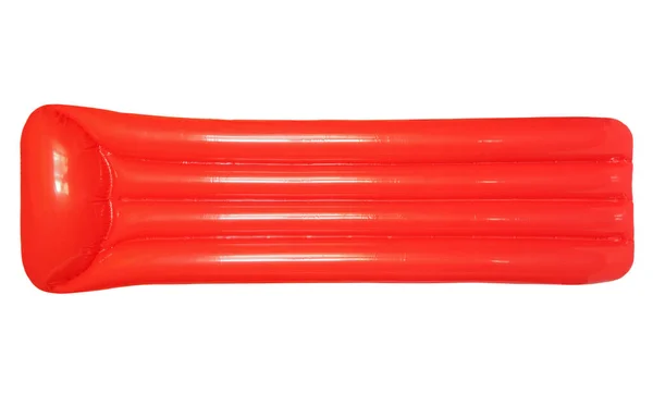 Czerwony Dmuchany Materac Pływający Basen Tratwa Izolowane Białym Tle Zrobione — Zdjęcie stockowe