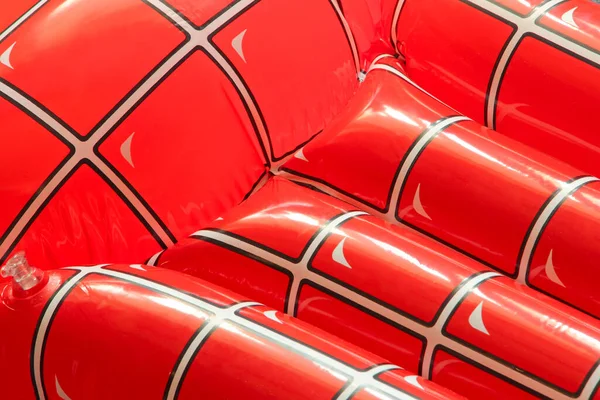 Red Checkered Inflatable Floating Mattress Taken Closeup Background — Stock Photo, Image