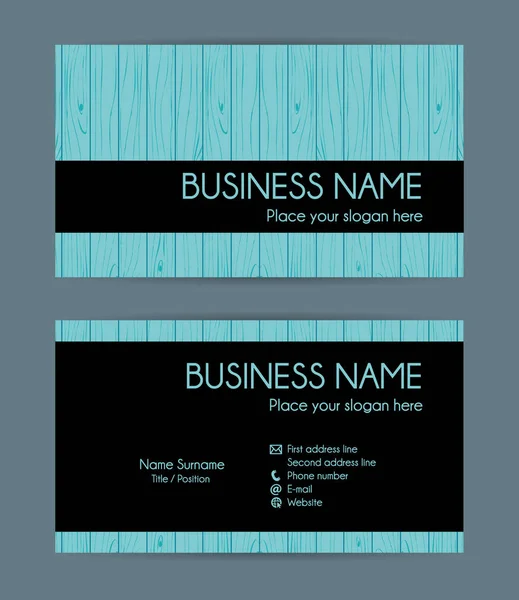 Business Card Wooden Texture Vector Set Front Back — Stock Vector