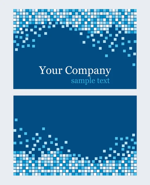 Mosaic Business Card Blue Template Front Back Vector Set — Stock Vector