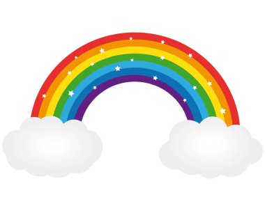 Güzel yıldızlı gökkuşağı simgesi. Vektör çizim.