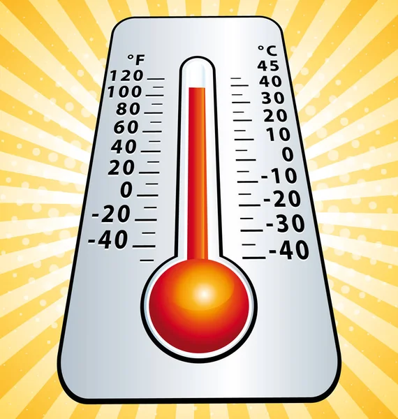 Heat Wave Maximum Temperature Thermometer Vector Illustration — Stock Vector