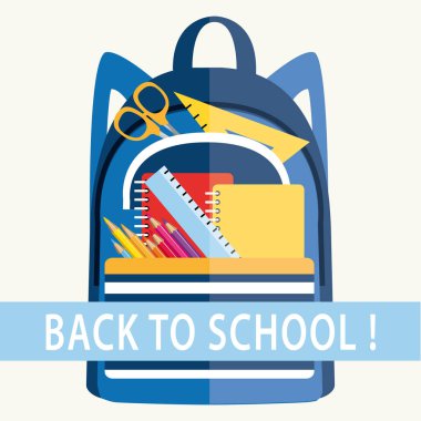 Okula dönüş! Okul donatım dolu sırt çantası.