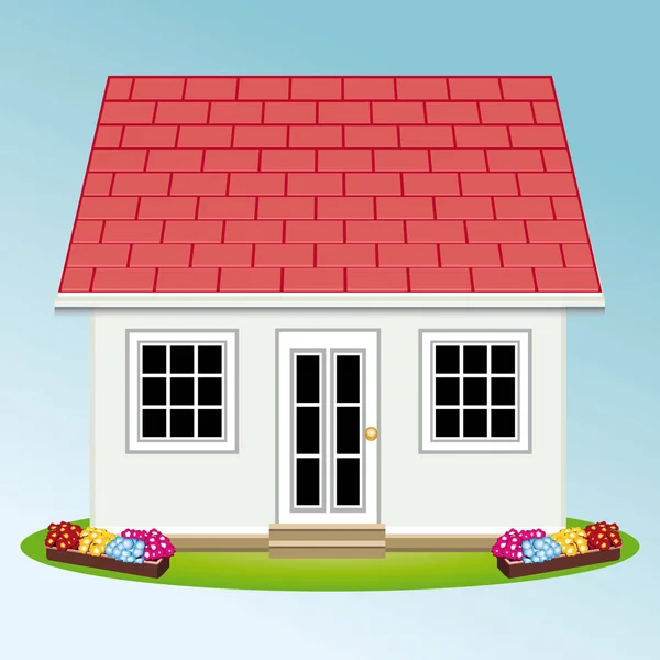 Hermosa Casita Ilustración Vectorial Propiedad Bienes Raíces — Vector de stock