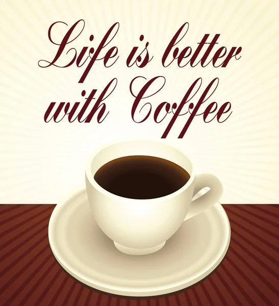 Mit Kaffee Ist Das Leben Besser Jahrgangsabbildung — Stockvektor