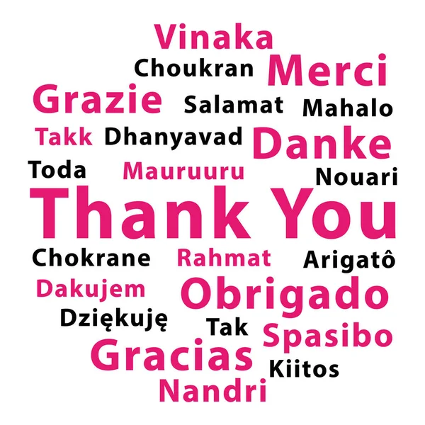 Thank You Different Languages Pink Black Vector Word Cloud — Stock Vector